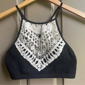 Boho Crocheted High Neck Bralette Size M/L